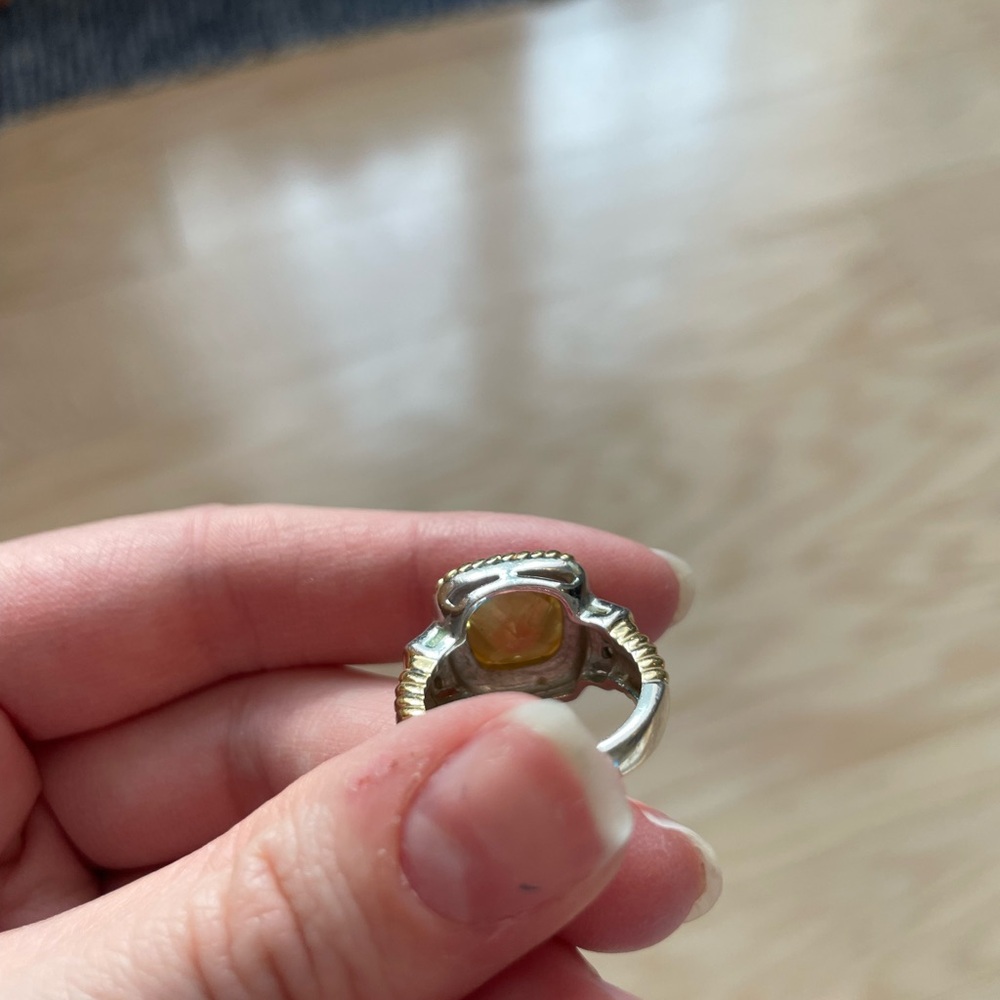 Lia Sophia Gold and Silver Ring with Yellow Gem - Picture 7 of 8